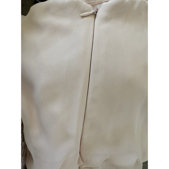 ADRIANNA PAPELL Embellished chiffon pink Blush color One-Shoulder SZ 14 - Picture 12 of 14